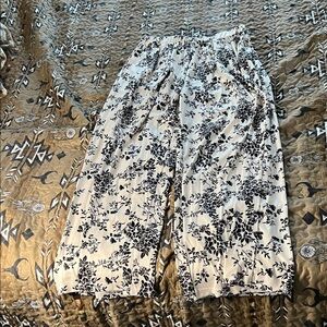 Cider Black and White Floral Wide Leg Pants
